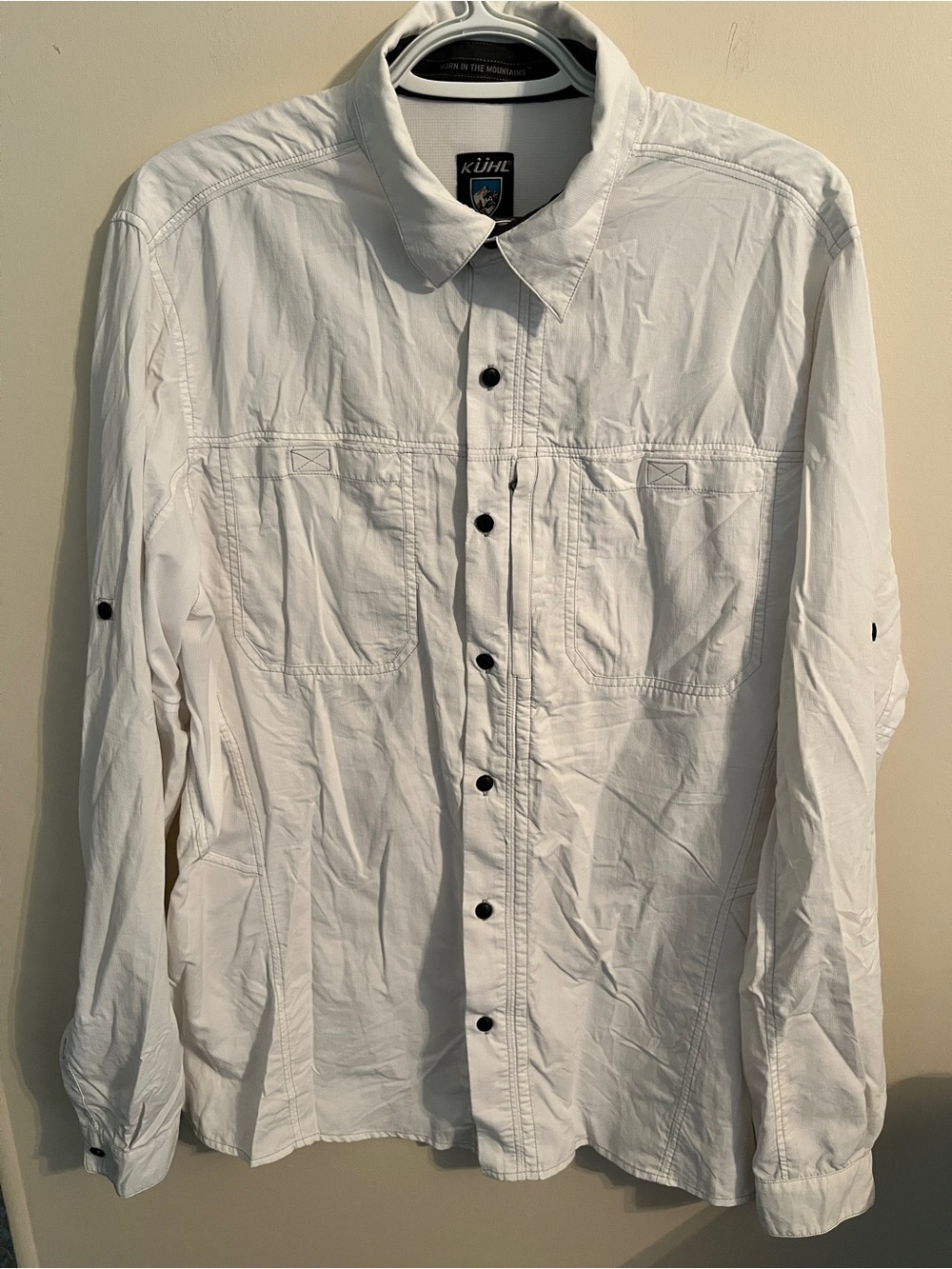 KUHL White Long Sleeve Mens Button Down UV Protection Sz L
